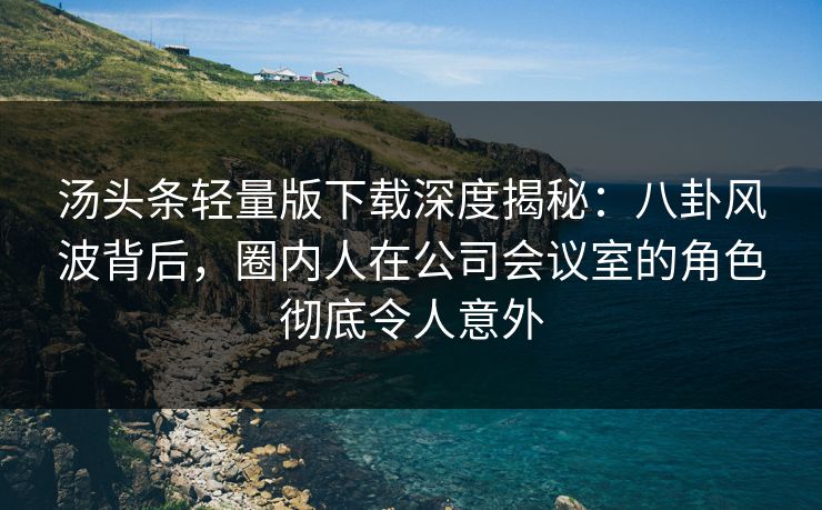 汤头条轻量版下载深度揭秘：八卦风波背后，圈内人在公司会议室的角色彻底令人意外