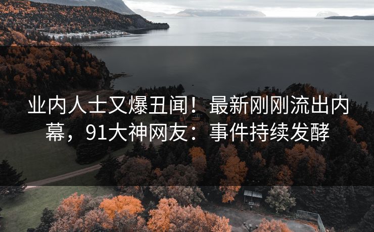 业内人士又爆丑闻！最新刚刚流出内幕，91大神网友：事件持续发酵