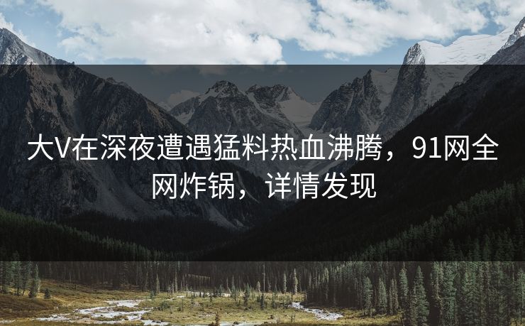 大V在深夜遭遇猛料热血沸腾，91网全网炸锅，详情发现