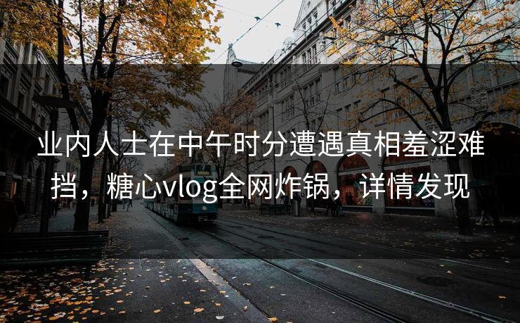 业内人士在中午时分遭遇真相羞涩难挡，糖心vlog全网炸锅，详情发现